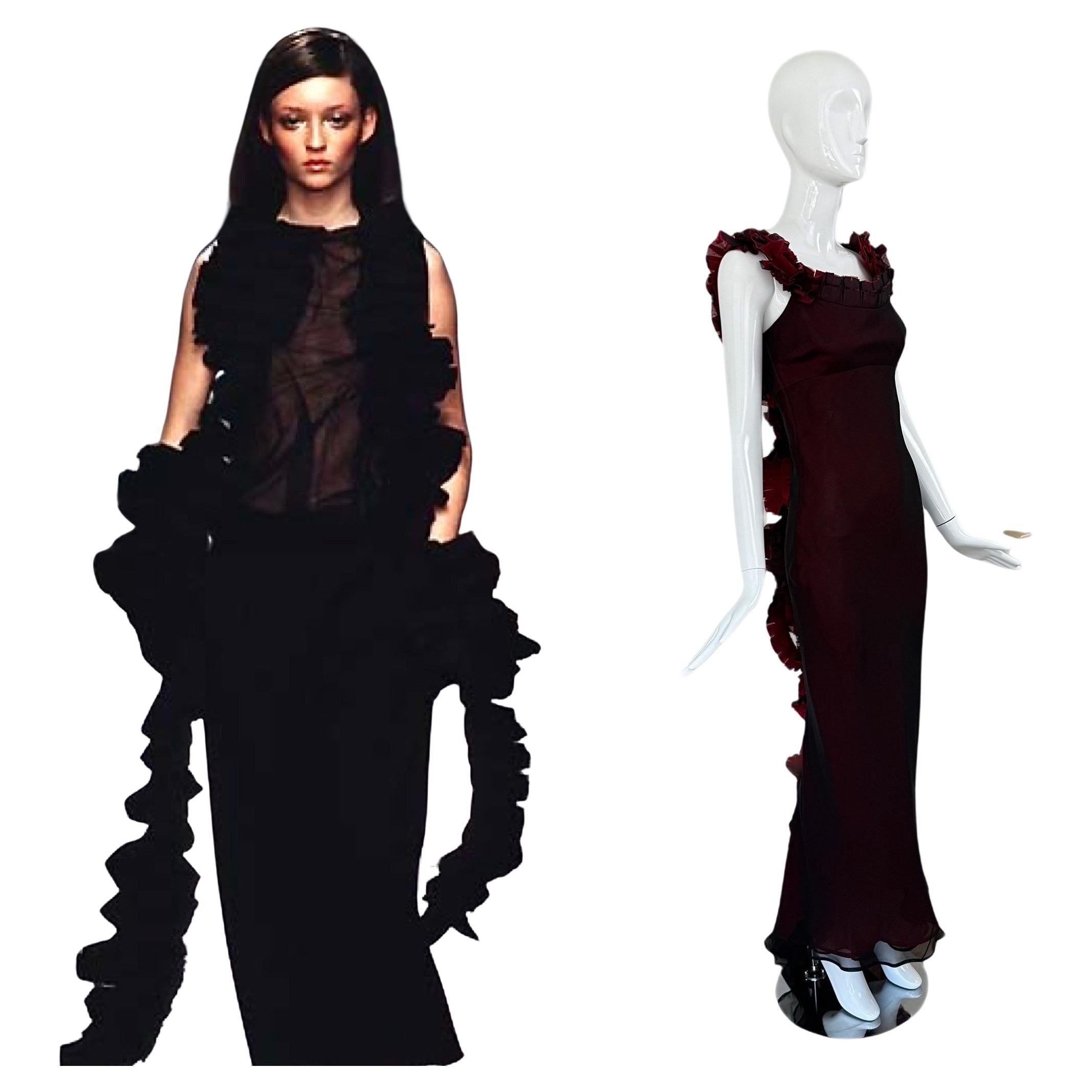 RICHARD TYLER COUTURE 1998 Vintage Seidenkleid in Schwarz + Rot aus Seide im Angebot