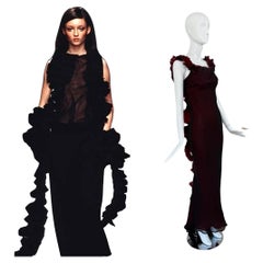 RICHARD TYLER COUTURE 1998 Vintage Silk Black + Red Gown
