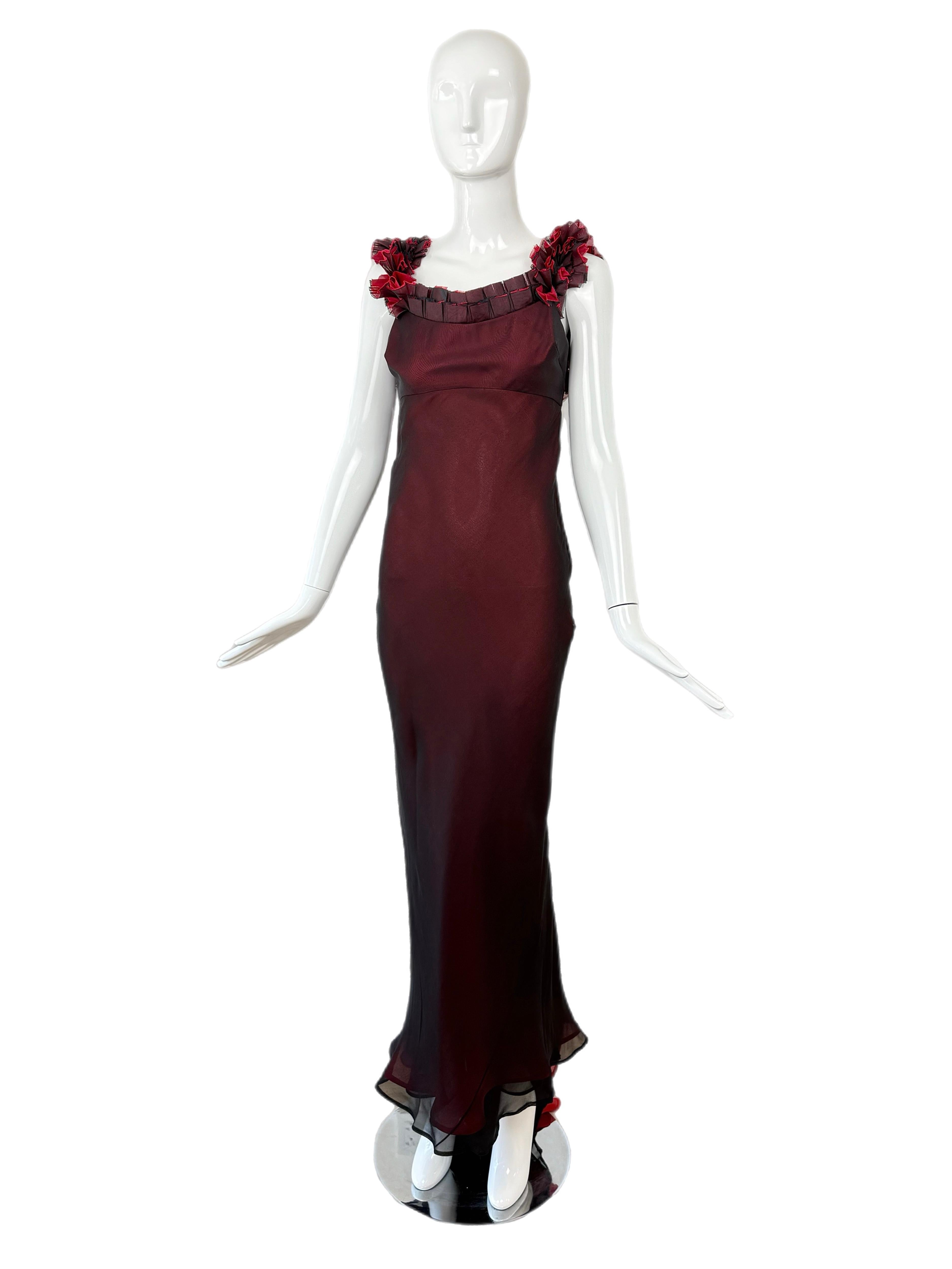 RICHARD Tyler Couture 1998 Vintage Silk Black + Red Gown Maxi Dress en vente 3