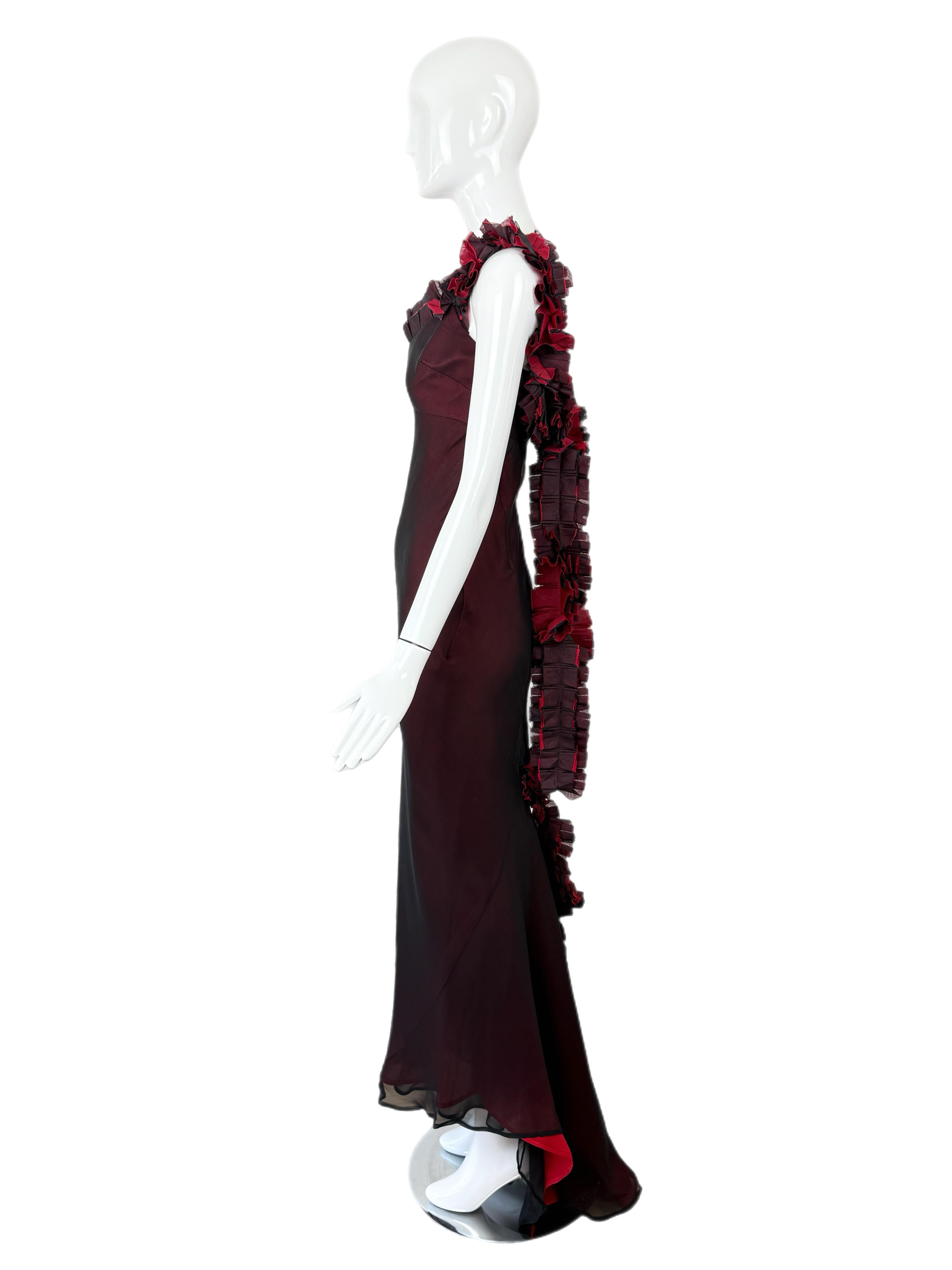 RICHARD Tyler Couture 1998 Vintage Silk Black + Red Gown Maxi Dress en vente 4