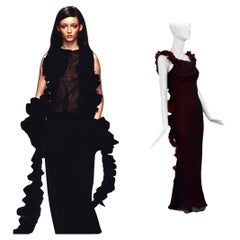 RICHARD TYLER COUTURE 1998 Vintage Silk Black + Red Gown Maxi Dress