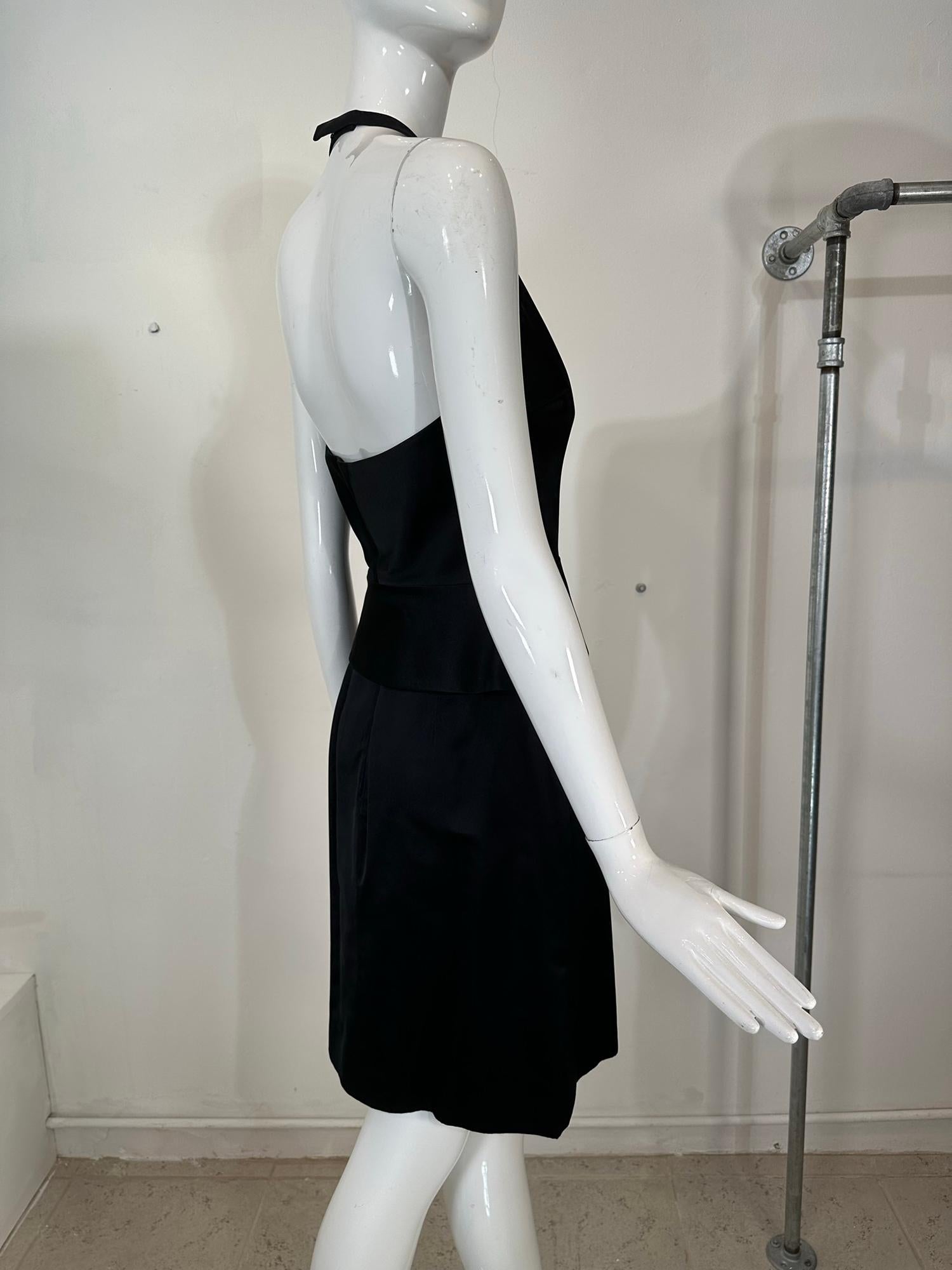 Richard Tyler Couture Black Silk Satin Halter Top & Pencil Skirt Early 2000s 6 For Sale 6