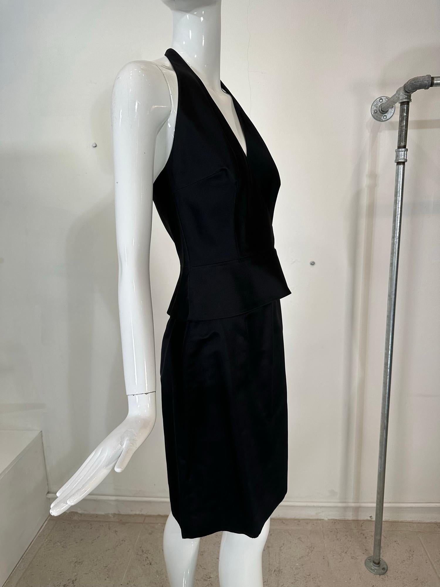 Richard Tyler Couture Black Silk Satin Halter Top & Pencil Skirt Early 2000s 6 For Sale 8