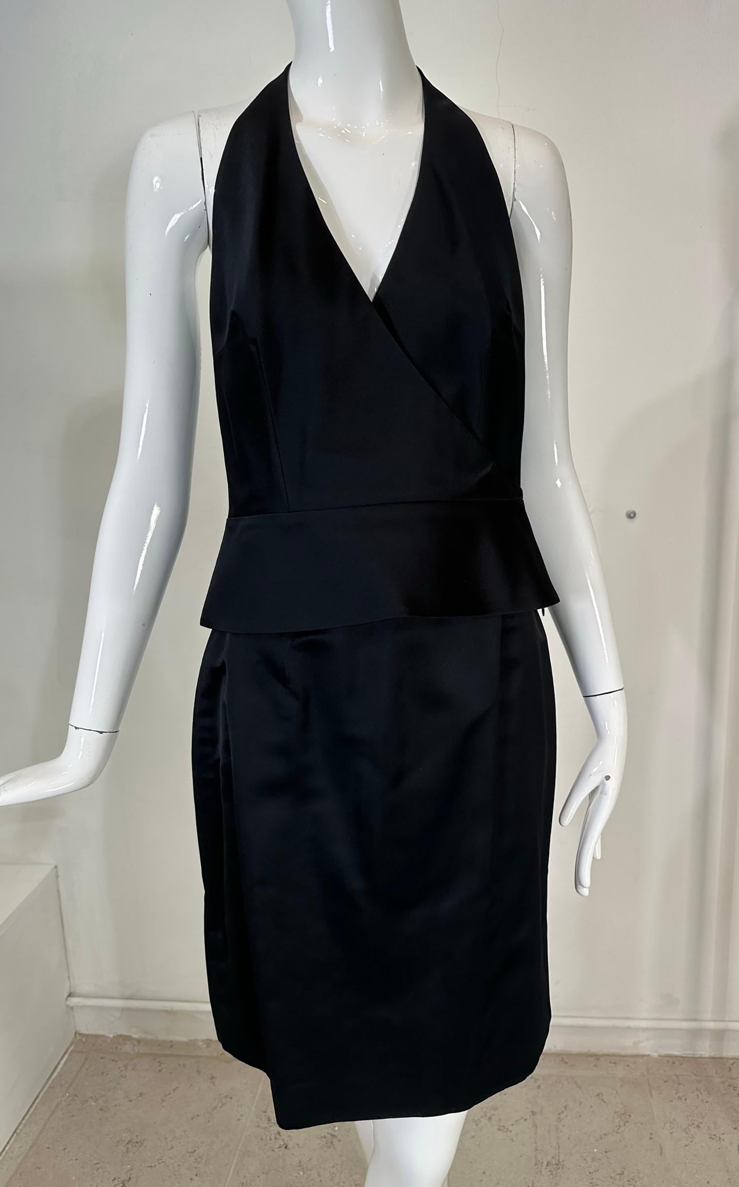 Richard Tyler Couture Black Silk Satin Halter Top & Pencil Skirt Early 2000s 6 For Sale 10