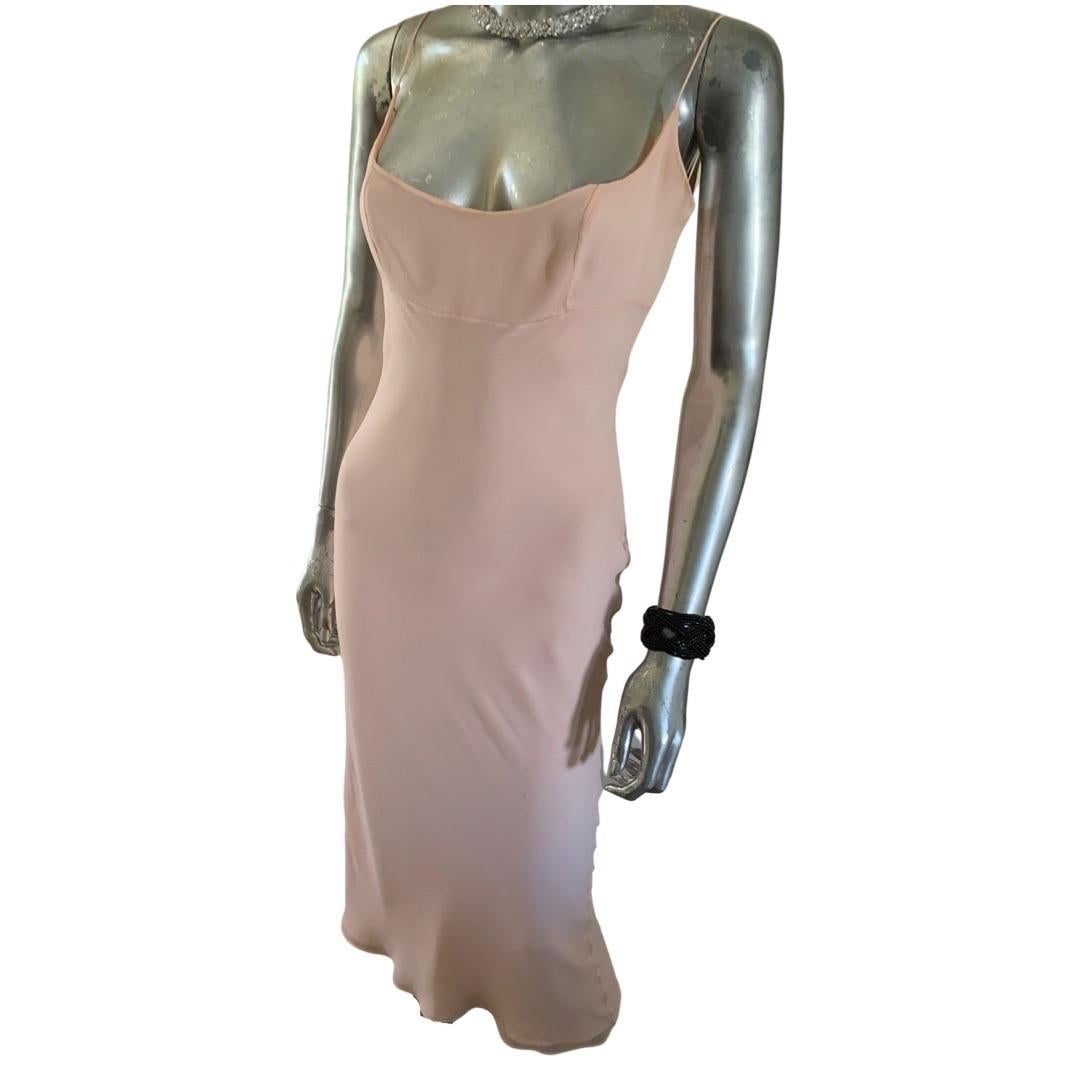 Richard Tyler Couture Blush Pink Bias Cut Silk Dress Celebrity Owned Size 6 In Good Condition For Sale In Palm Springs, CA