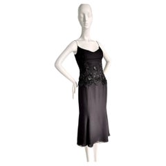 Richard Tyler Couture - Vestito a sottoveste in seta impreziosito nero vintage