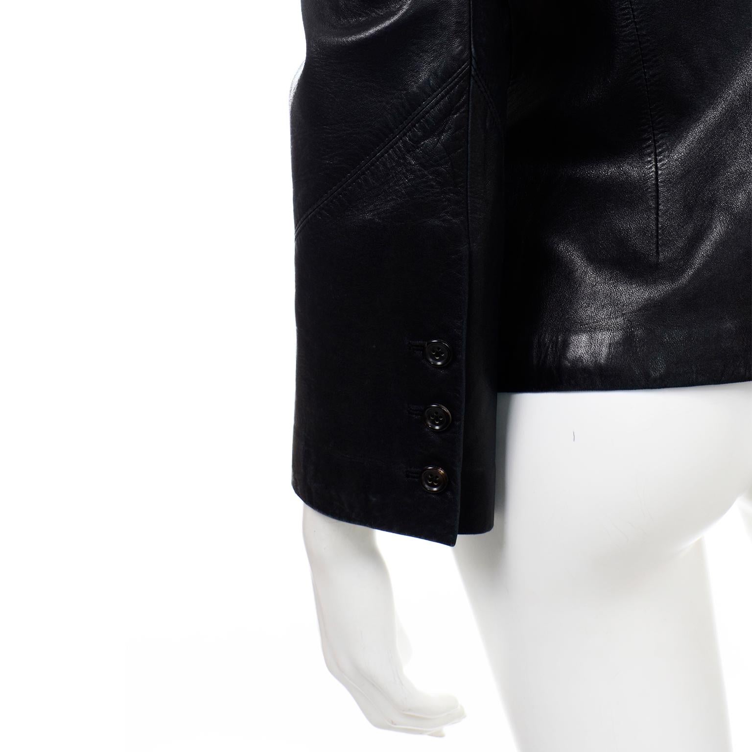 Richard Tyler Couture Vintage Black Leather Jacket In Excellent Condition In Portland, OR