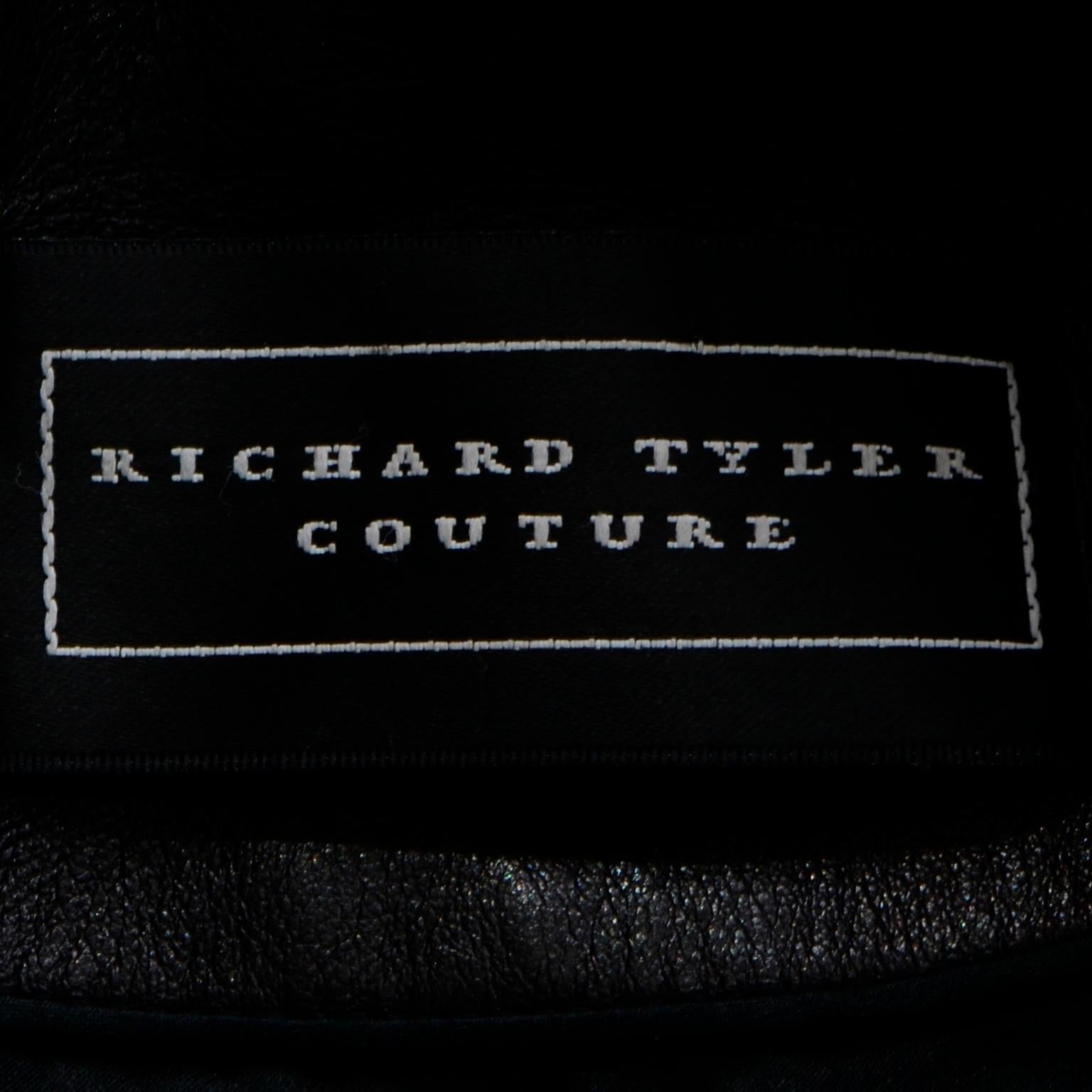 Giacca in pelle nera vintage Richard Tyler Couture 2