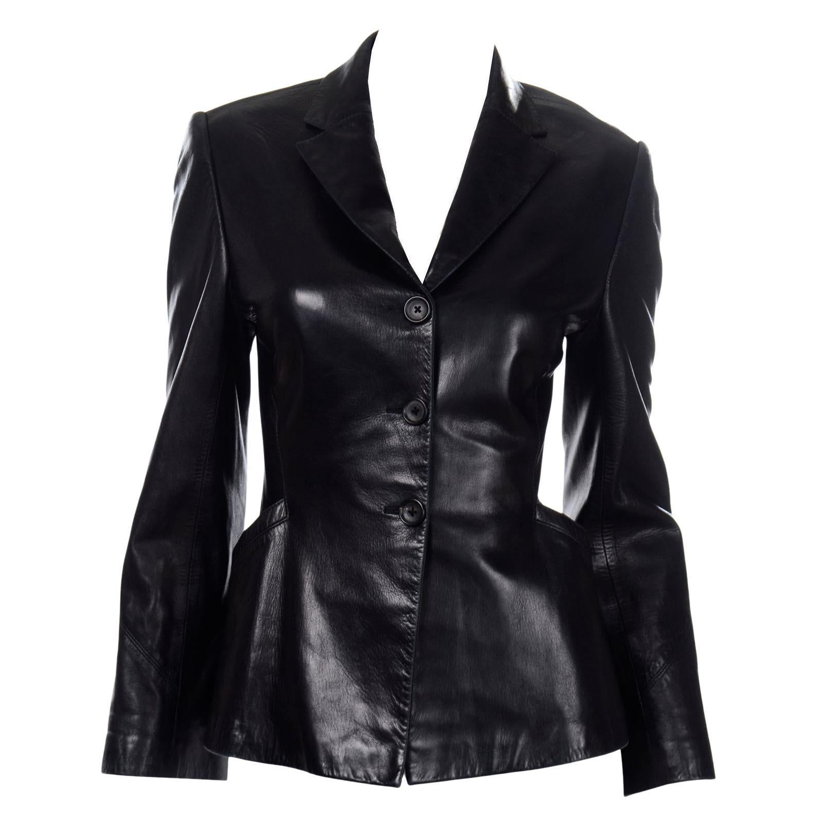 Richard Tyler Couture Vintage Black Leather Jacket