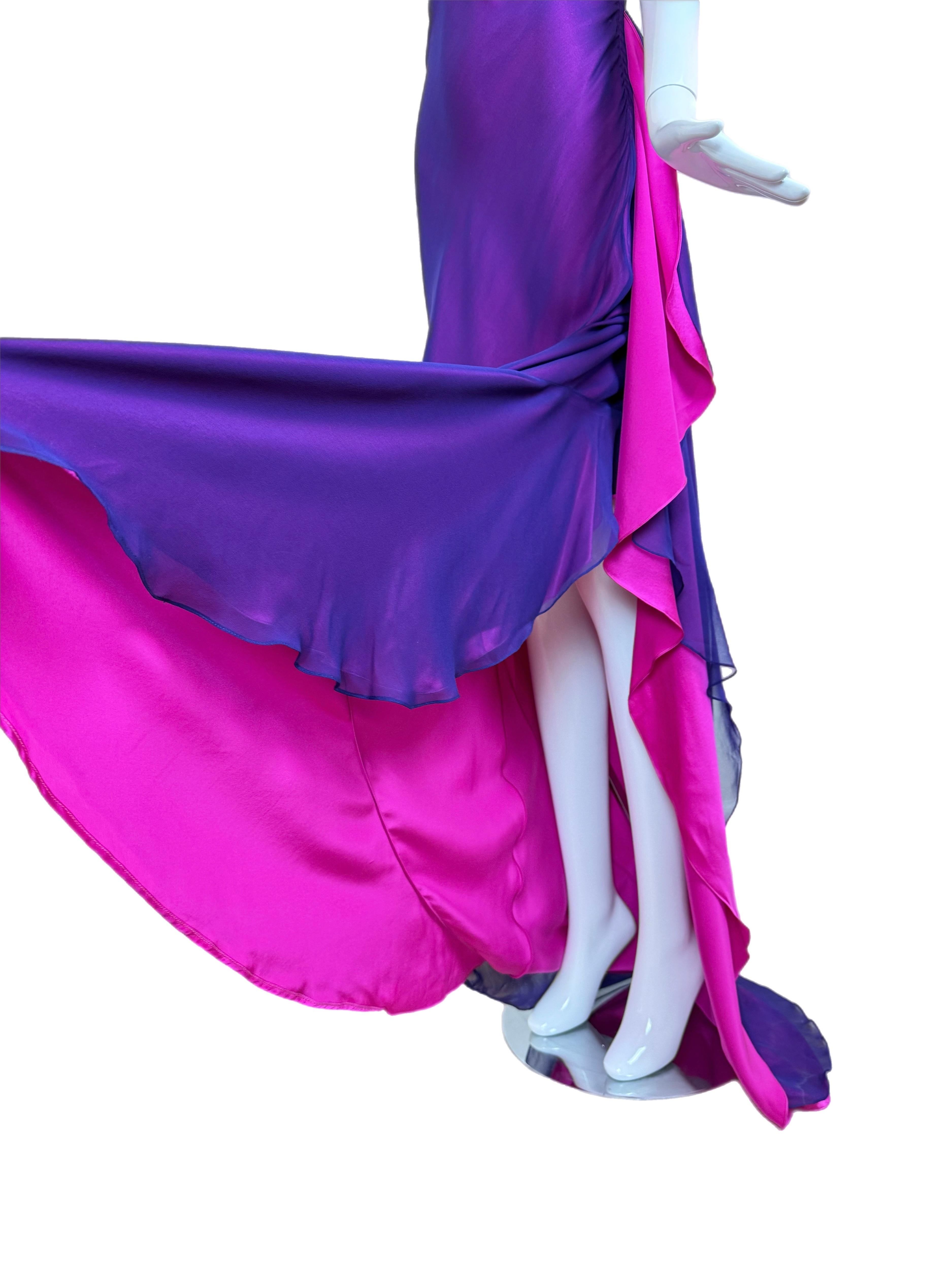 RICHARD TYLER COUTURE Vestido de noche vintage de seda rosa púrpura Maxi Vestido sin espalda Púrpura en venta