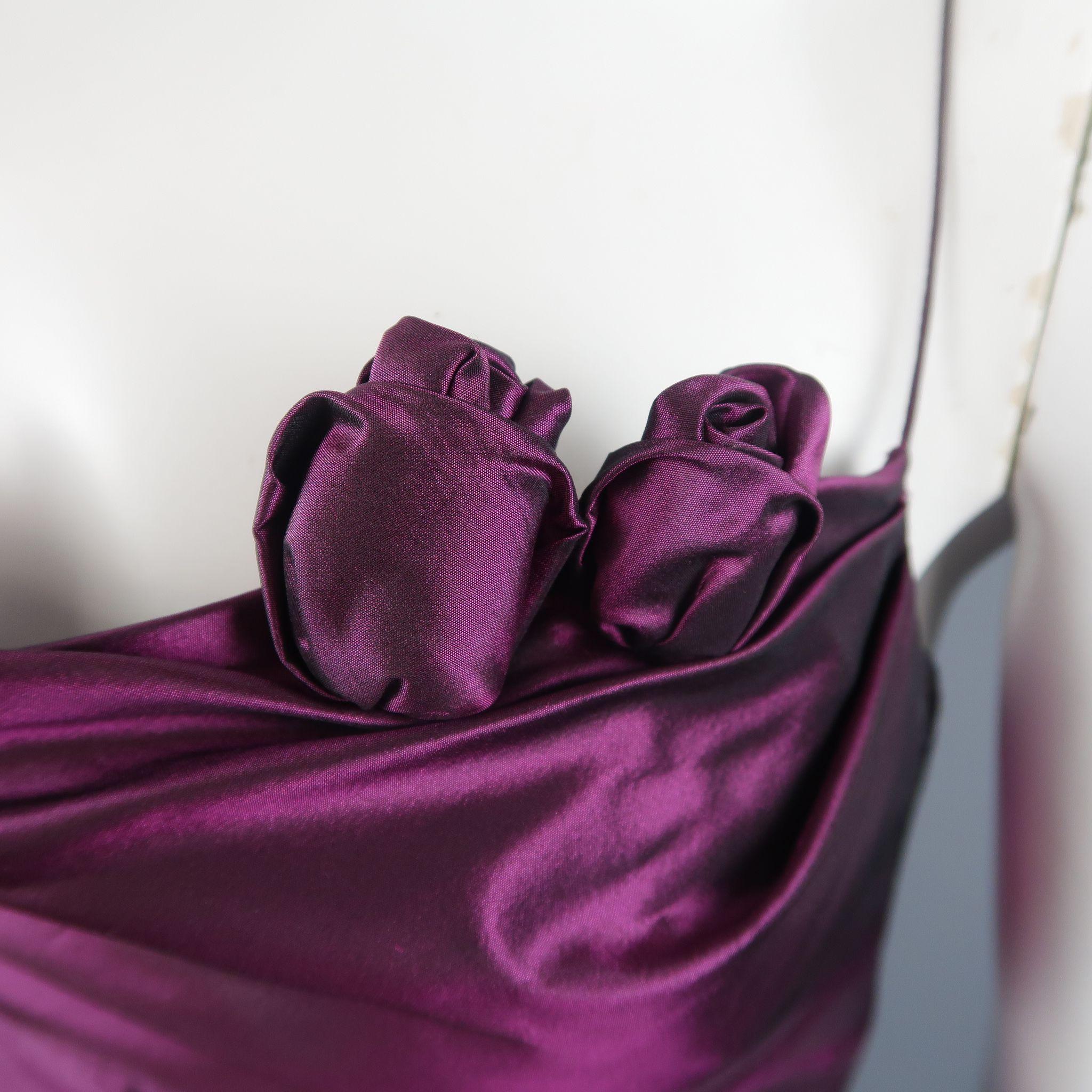 Women's RICHARD TYLER Size 10 Purple Silk Taffeta Gathered Rosette Gown