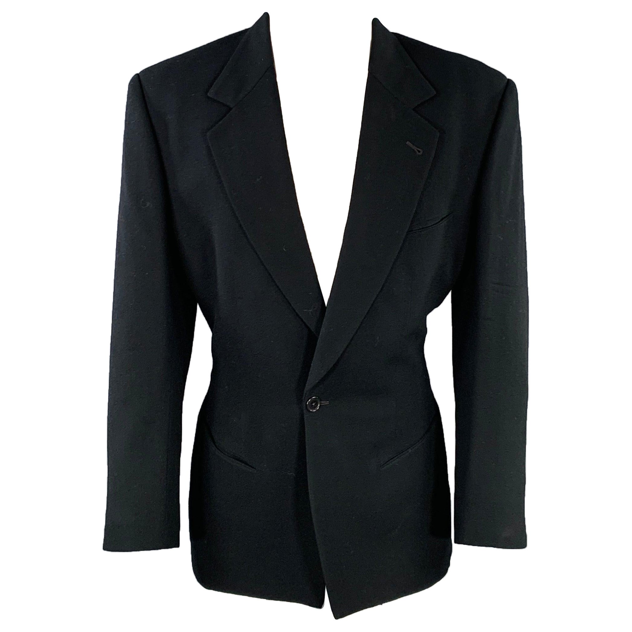 RICHARD Tyler Taille 40 Manteau de sport en crêpe de laine noir à un seul bouton
