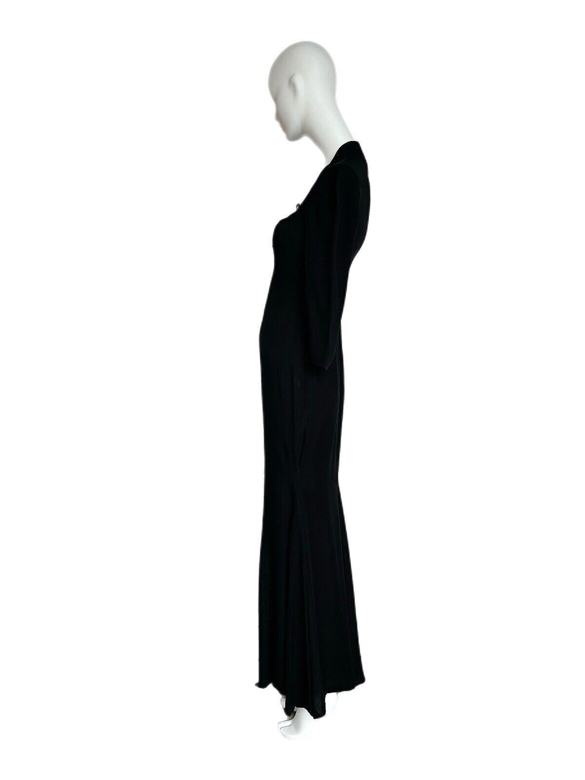 RICHARD TYLER Vintage Black Silk Evening Gown Maxi Dress In Excellent Condition In Leonardo, NJ