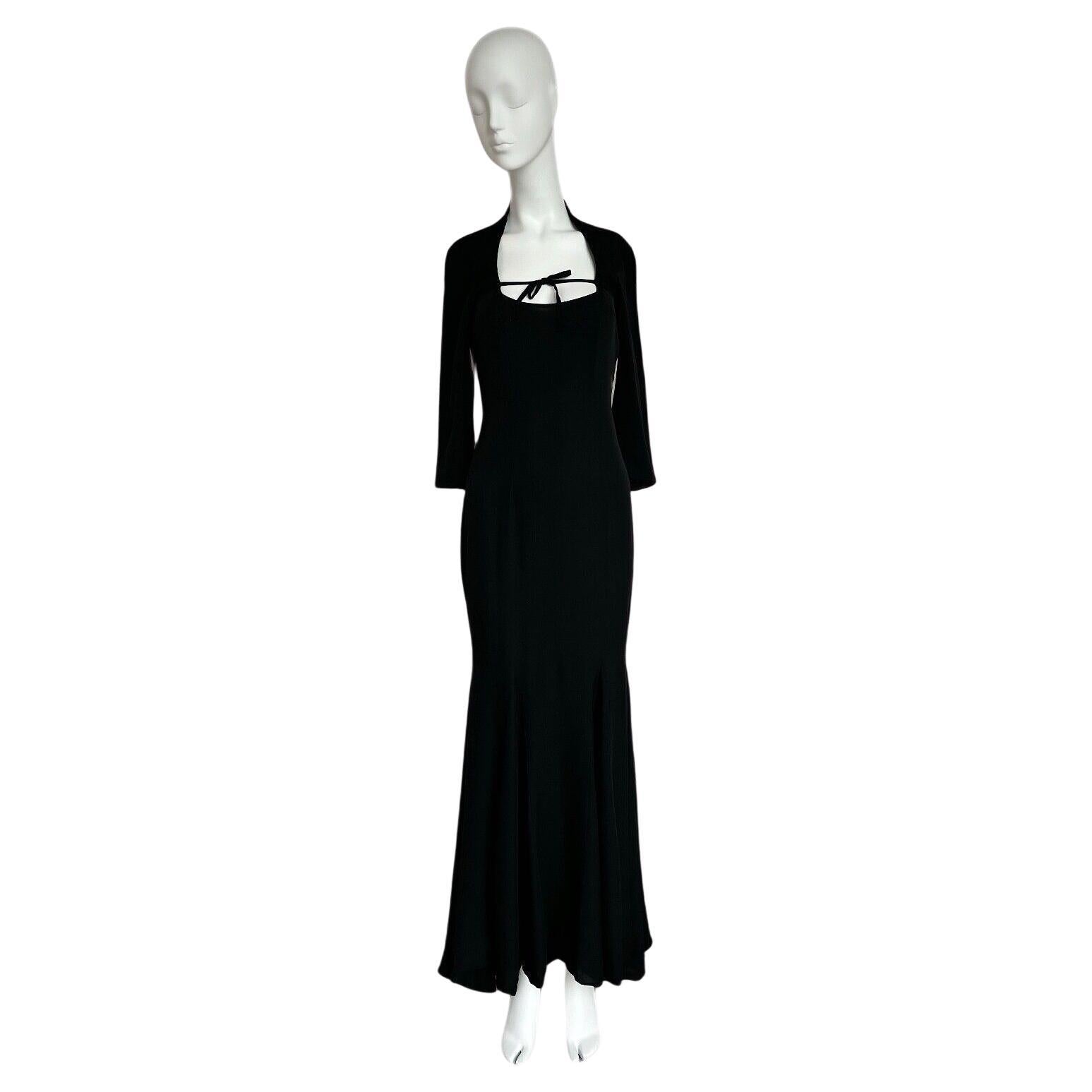 RICHARD TYLER Vintage Black Silk Evening Gown Maxi Dress