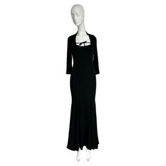RICHARD TYLER Vintage Black Silk Evening Gown Maxi Dress