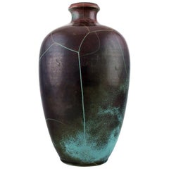 Richard Uhlemeyer, German Ceramist. Ceramic Vase, Beautiful Cracked Glaze