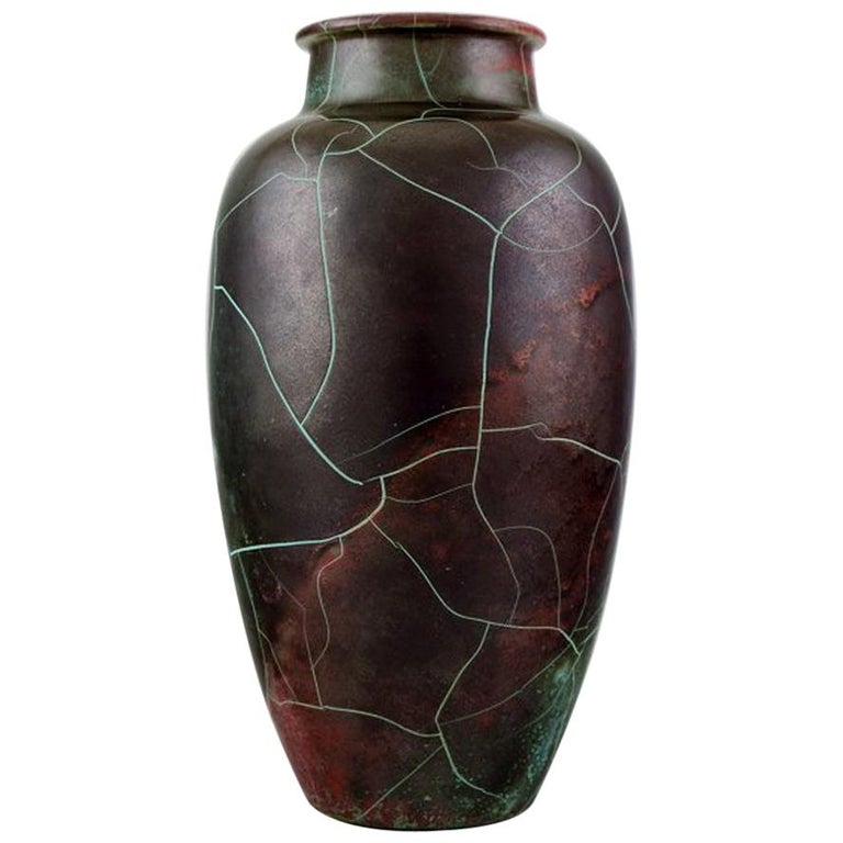 Richard Uhlemeyer, German Ceramist, Ceramic Vase, Beautiful Cracked Glaze  at 1stDibs