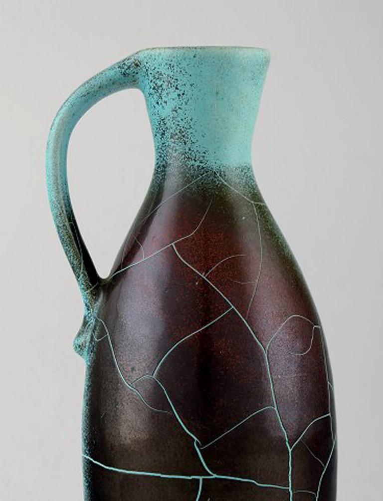 Richard Uhlemeyer, German Ceramist. Pottery Pitcher, Beautiful Crackled Glaze In Excellent Condition For Sale In Copenhagen, DK