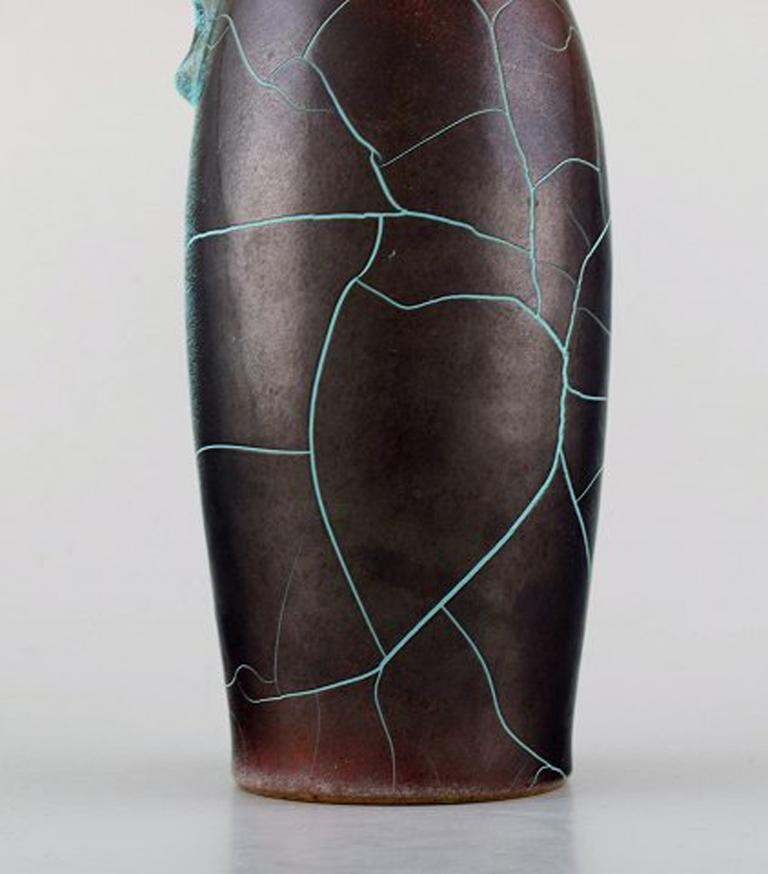 Mid-20th Century Richard Uhlemeyer, German Ceramist. Pottery Pitcher, Beautiful Crackled Glaze For Sale