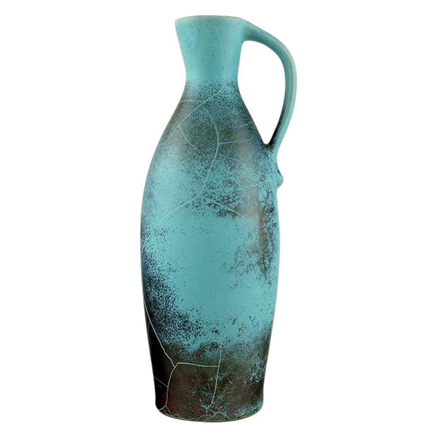 Richard Uhlemeyer, German Ceramist. Pottery Pitcher, Beautiful Crackled Glaze For Sale