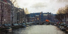 richard van mensvoort ''Keizersgracht, Amsterdam'' Contemporary Impressionistic Painting of Amsterdam