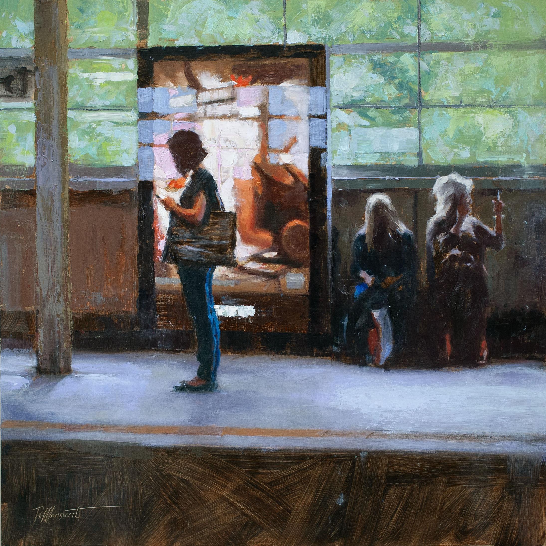 Richard van Mensvoort Landscape Painting - Waiting - 21st Century Contemporary Oil Painting of a Person Waiting