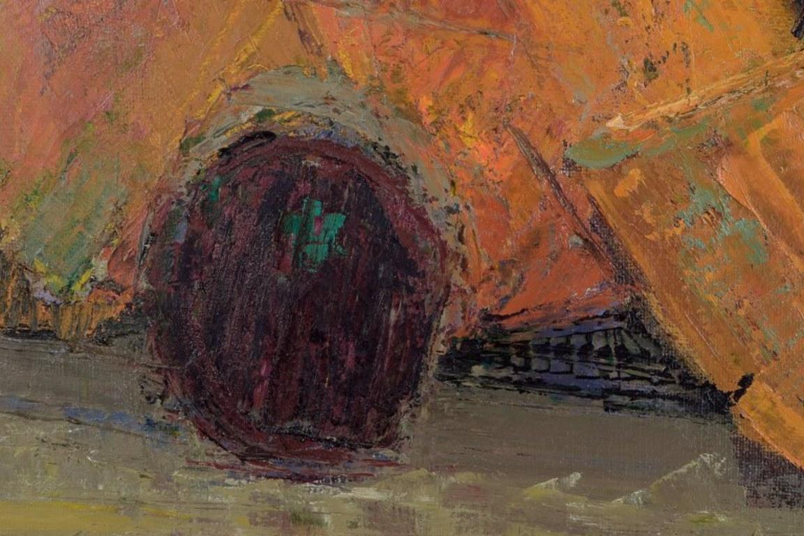 Richard Vilhelm Petersen, dänischer Künstler. Öl auf Leinwand. Abstrakte Zusammensetzung. (Ende des 20. Jahrhunderts) im Angebot
