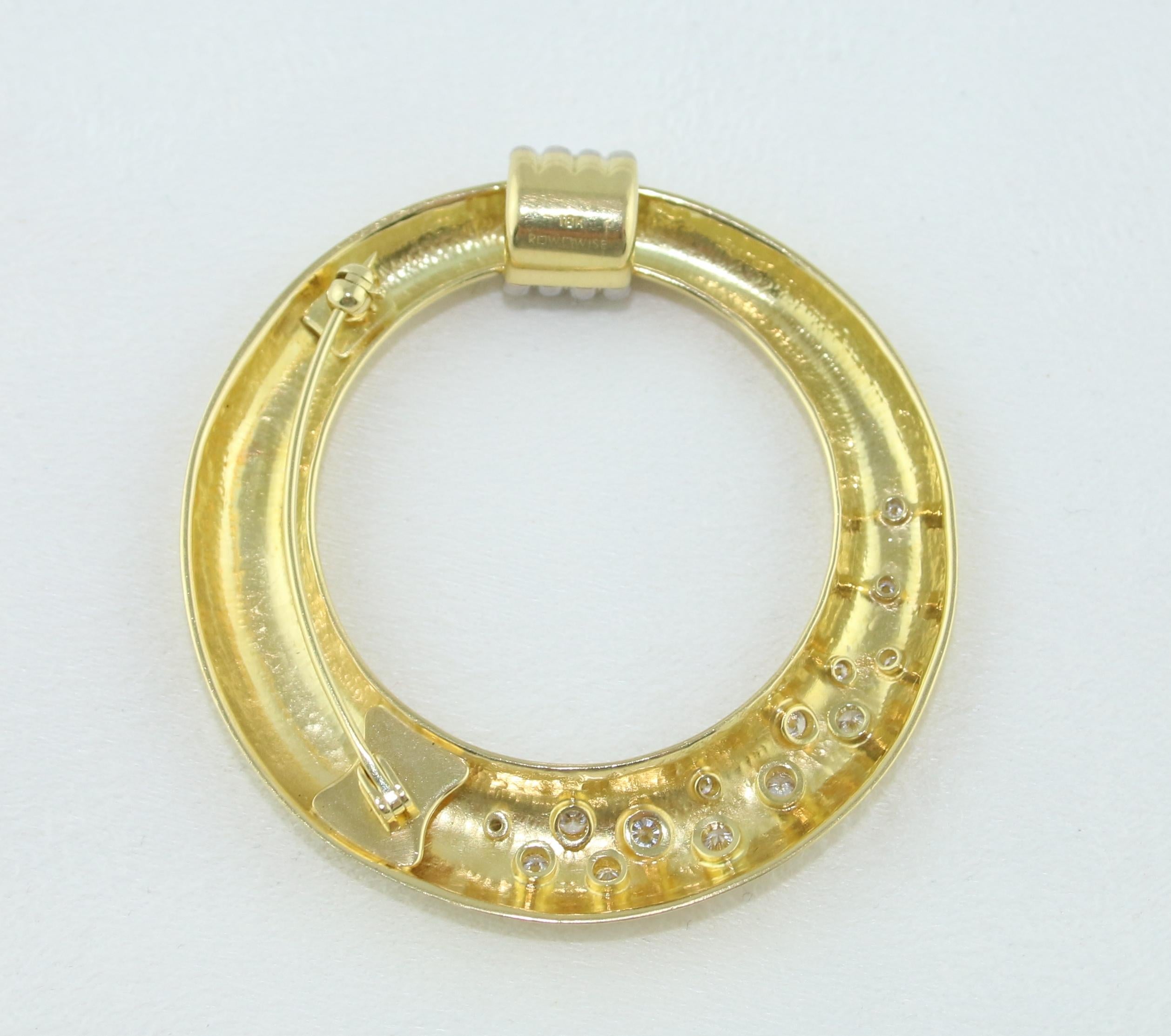 Richard W. Wise 0,50 Karat Diamant-Gold-Anhänger-Brosche im Zustand „Gut“ im Angebot in New York, NY