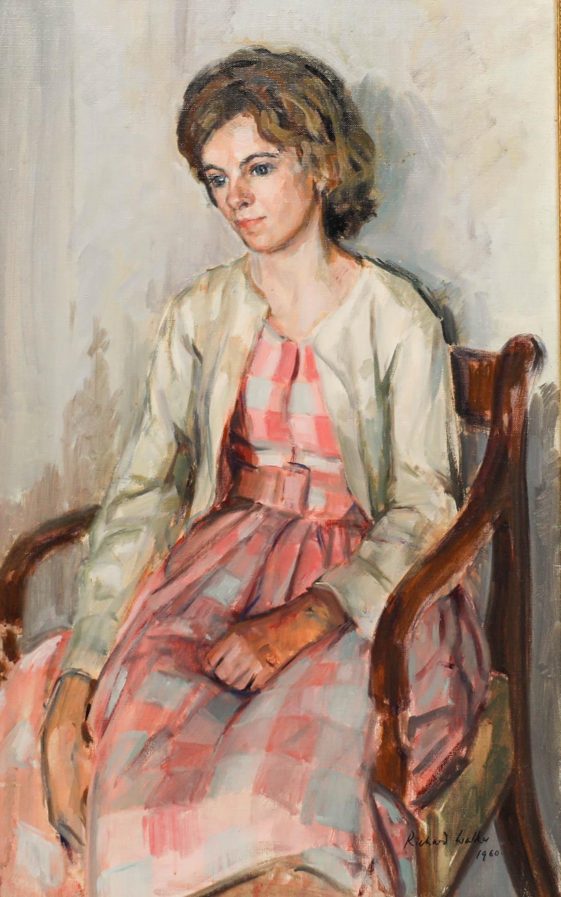Richard Walker  - 1960 Olio, Ritratto di Gillian 1