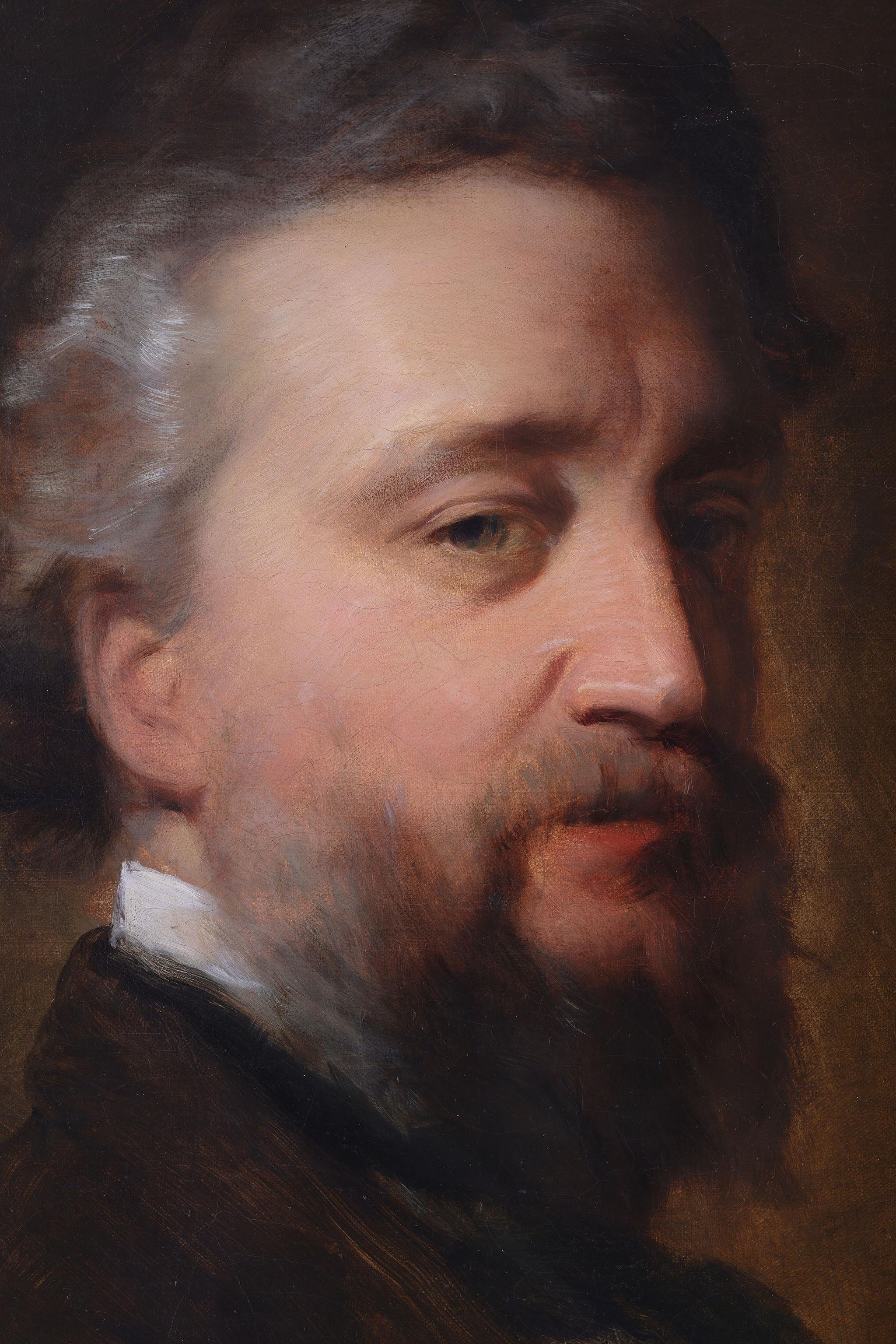 Retrato de Lord Leighton. Óleo antiguo sobre lienzo - Painting Victoriano de Richard Waller