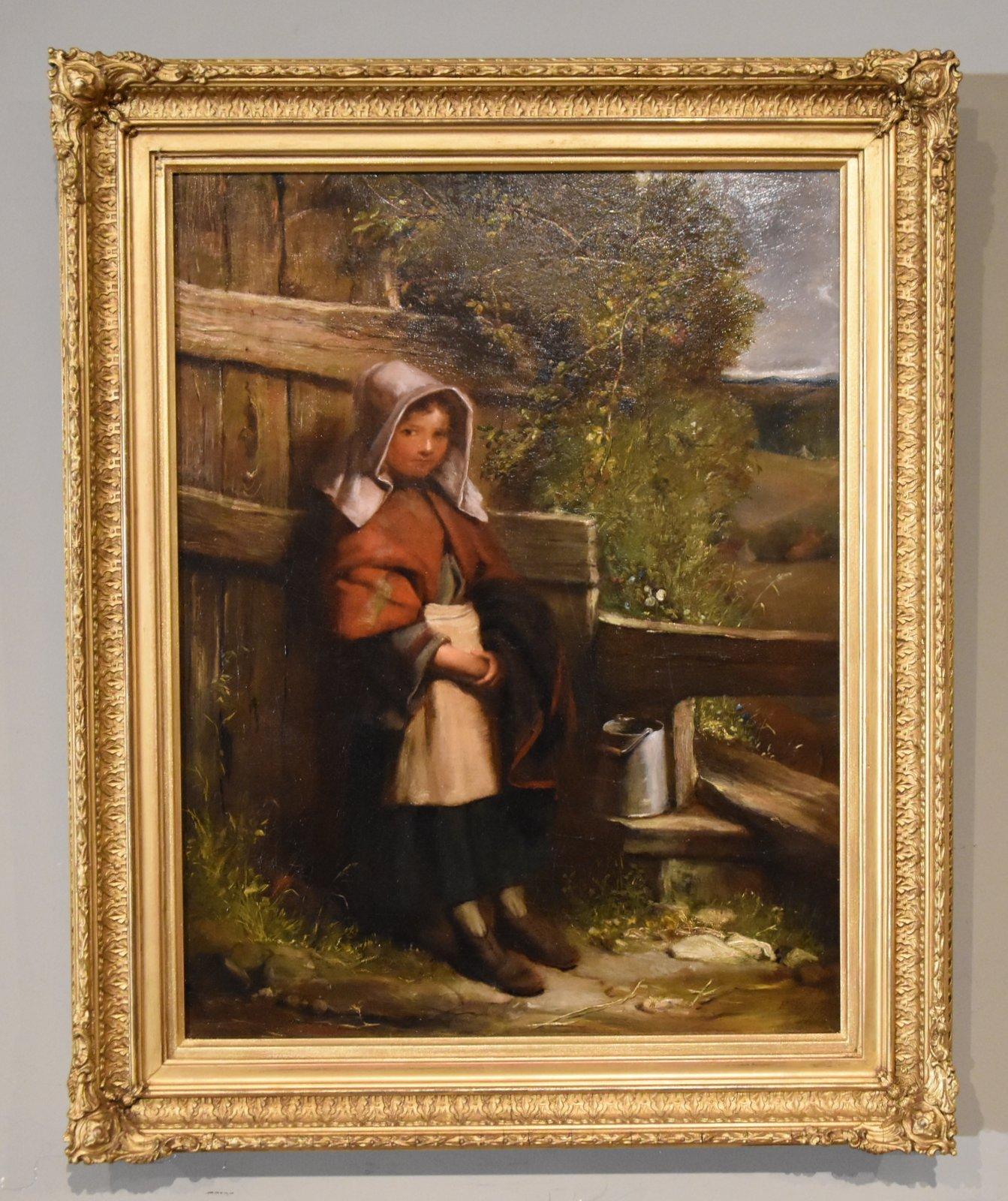 Óleo de Richard Waller "By The Gate" 1811 - 1882 Pintor londinense de retratos y temas sugerentes. Expuso en la Real Academia y en la Real Sociedad de Artistas Británicos. Óleo sobre lienzo, firmado.

Dimensiones sin enmarcar 18 x 14