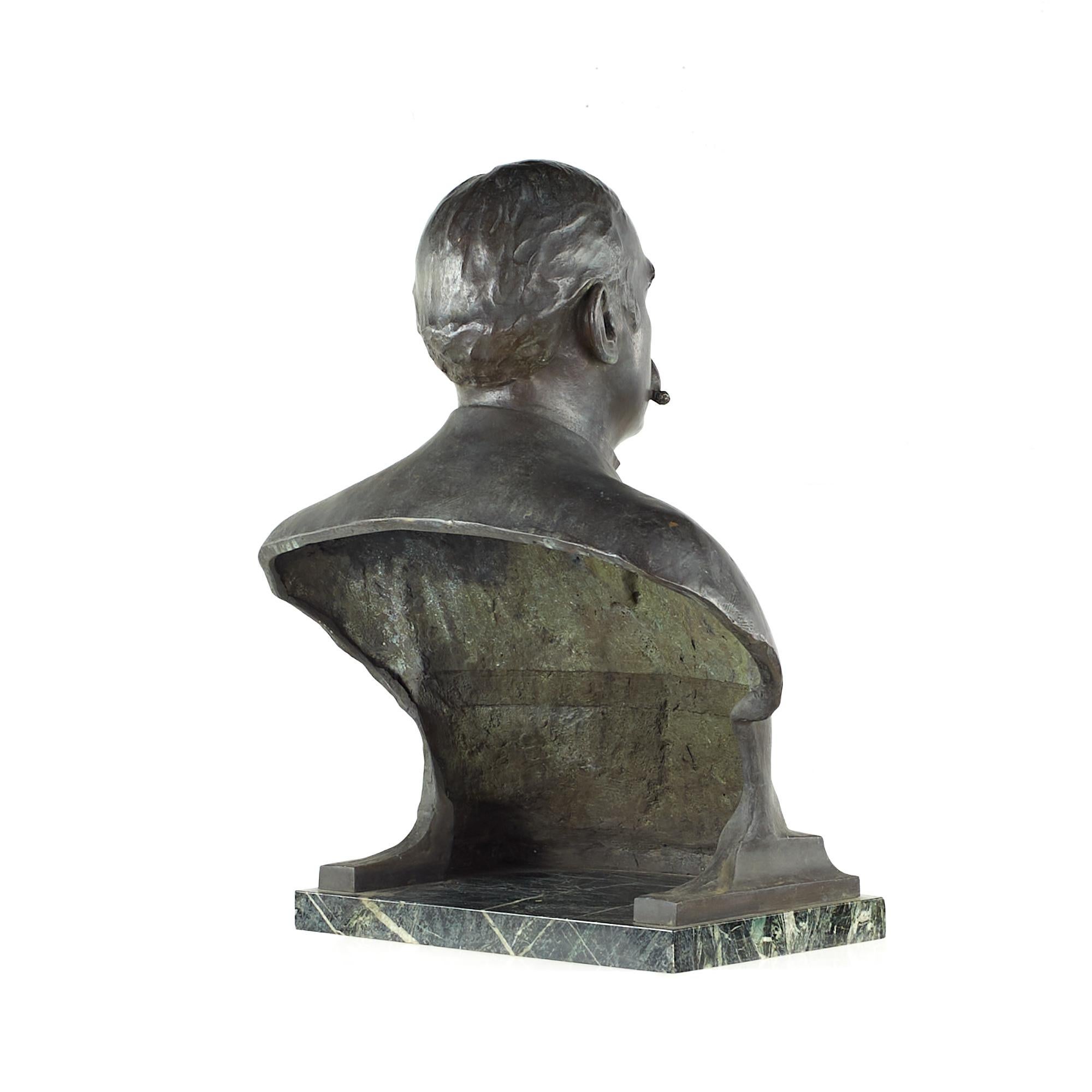 American Richard Walter Bock Bronze Bust of Theodor Menges Sculpture on Marble Base For Sale