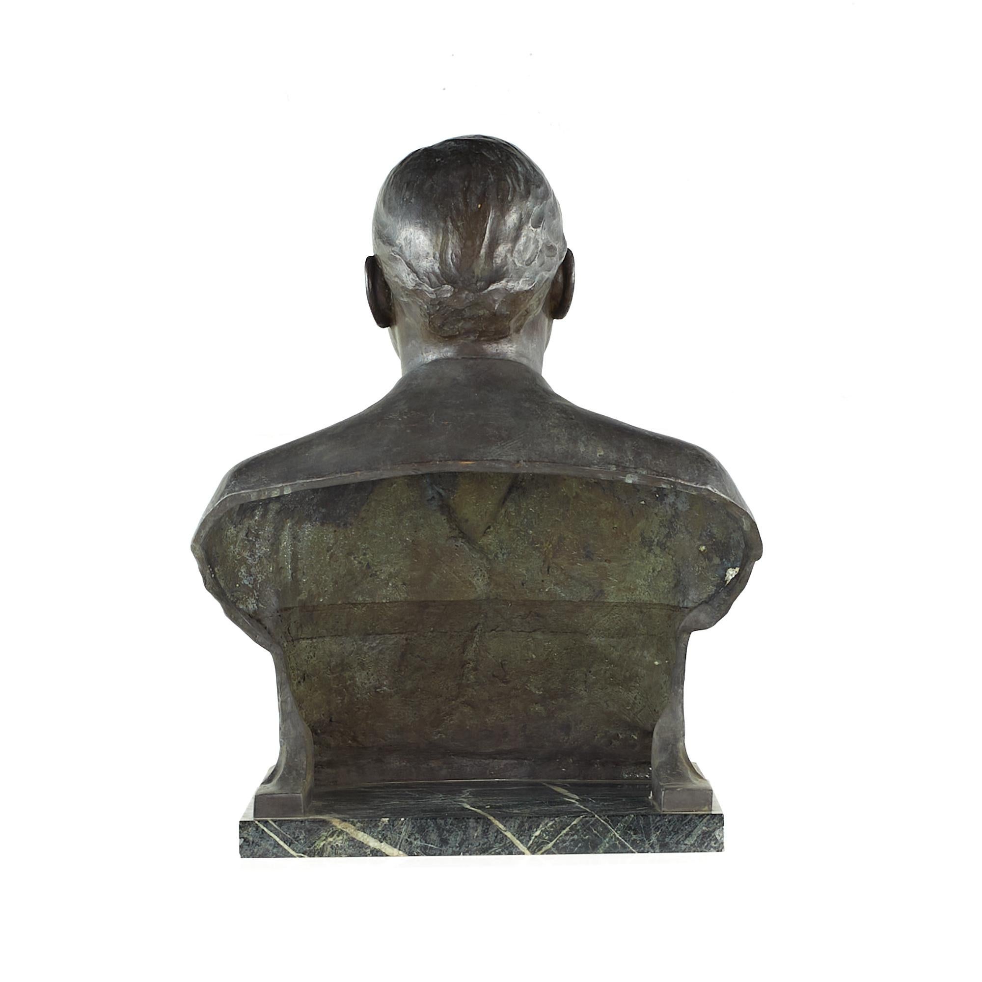Richard Walter Bock Bronze Bust of Theodor Menges Sculpture on Marble Base In Good Condition For Sale In Countryside, IL