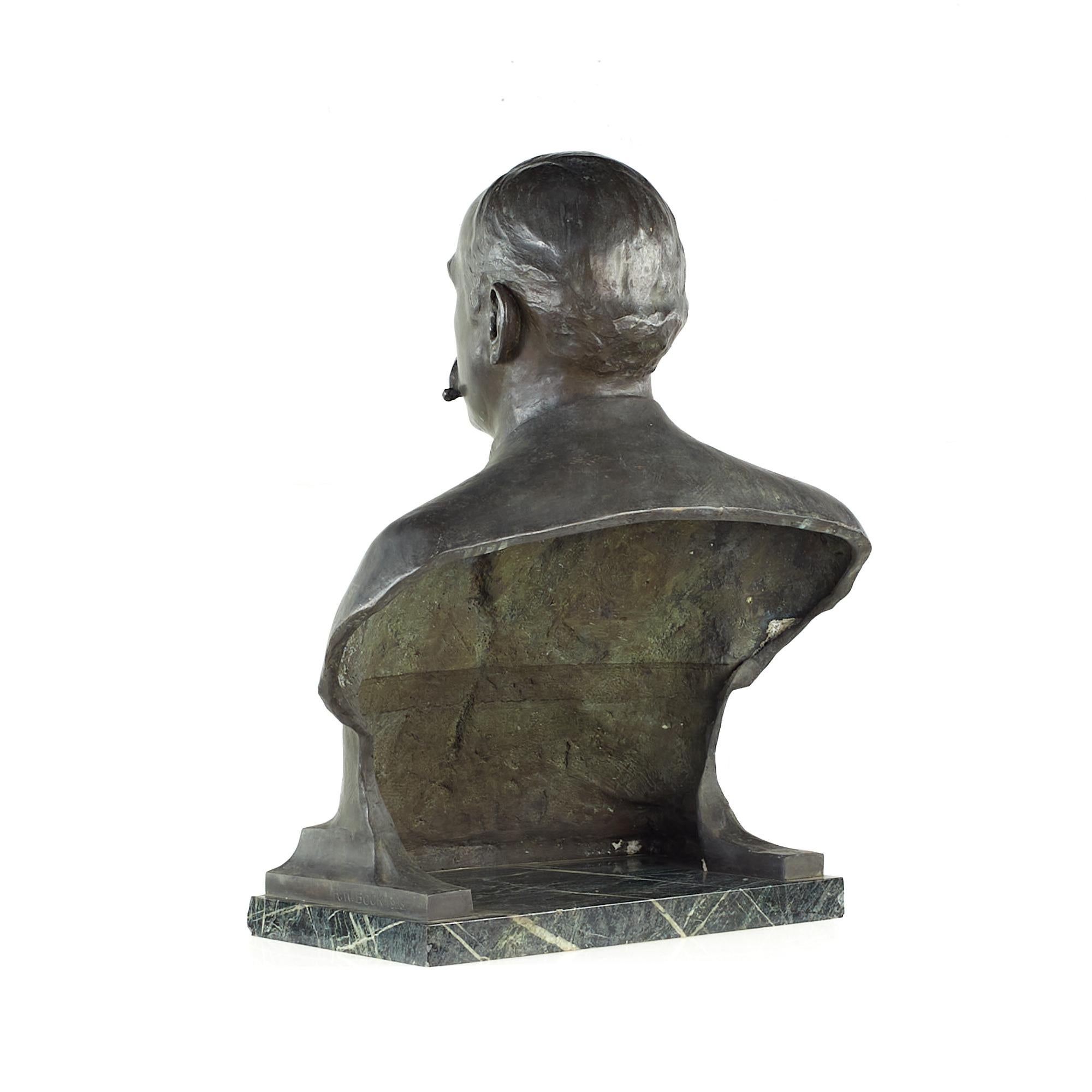 Contemporary Richard Walter Bock Bronze Bust of Theodor Menges Sculpture on Marble Base For Sale