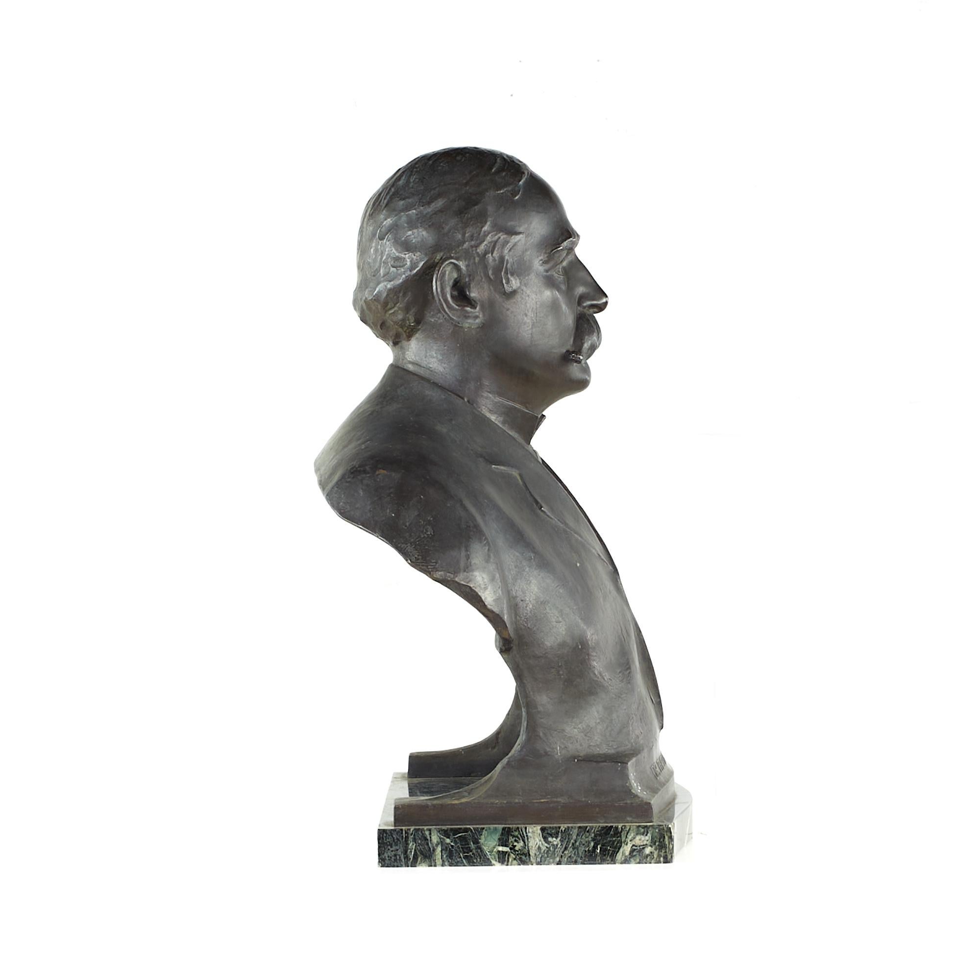 Richard Walter Bock Bronze Bust of Theodor Menges Sculpture on Marble Base For Sale 1