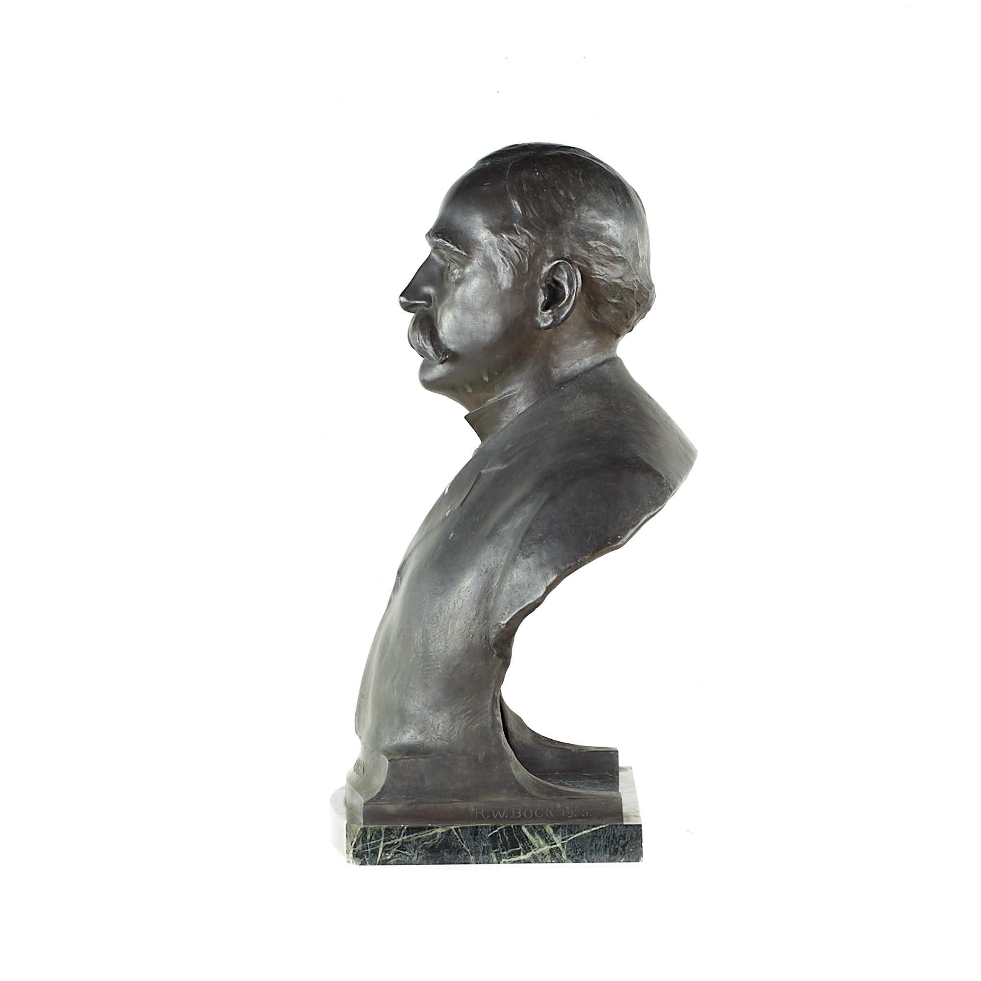 Richard Walter Bock Bronze Bust of Theodor Menges Sculpture on Marble Base For Sale 2