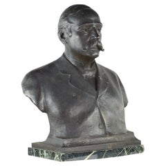 Used Richard Walter Bock Bronze Bust of Theodor Menges Sculpture on Marble Base