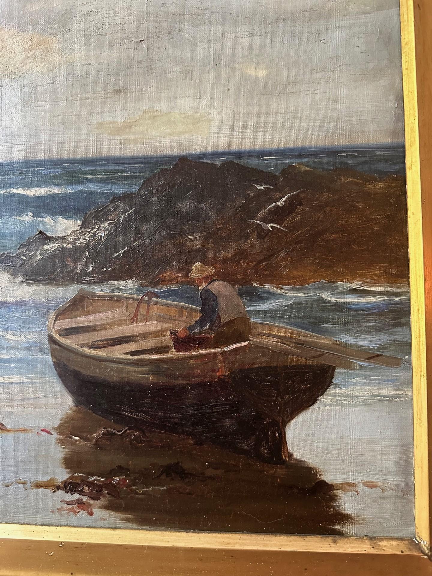 Richard Wane (1852-1904) Meereslandschaft, Ölgemälde, Waiting for the Tide, Waiting for the Tide.

Faszinierendes Gemälde einer Küstenszene des englischen Künstlers. Richard Wane. Er war ein Meister der stimmungsvollen Küstenmalerei. Wane studierte