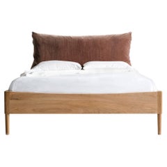 Richard Watson Frame and Pillow Bed Queen in Ash with Rose Velvet Upholstery