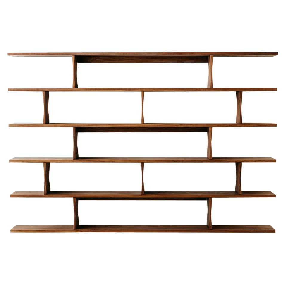 Large Wall Hanging Shelving Unit in Solid Walnut by Elliott Marks