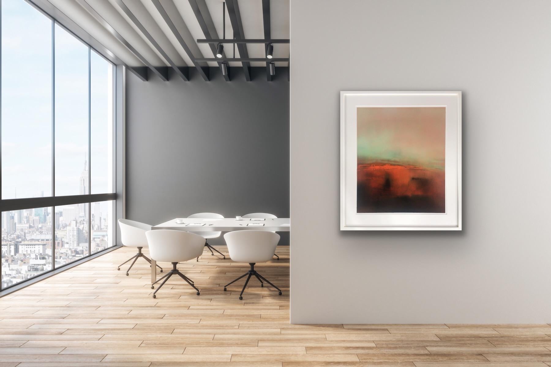 Evensong 3, Original painting, Framed Oil on paper, Landscape, Abstract, Orange For Sale 8
