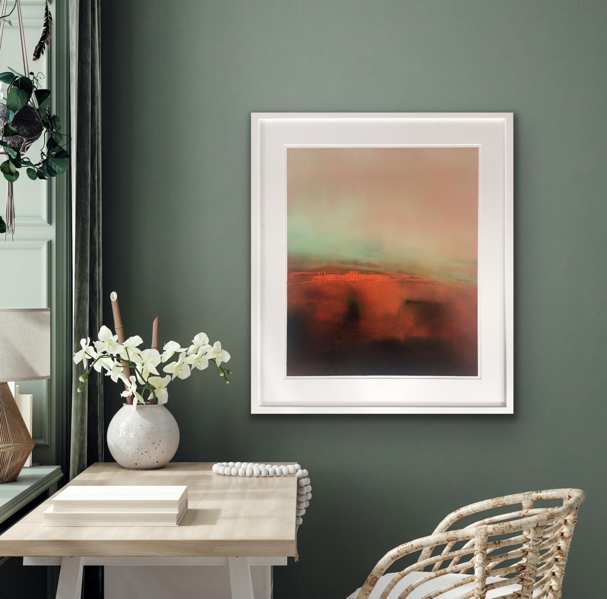 Evensong 3, Original painting, Framed Oil on paper, Landscape, Abstract, Orange For Sale 12