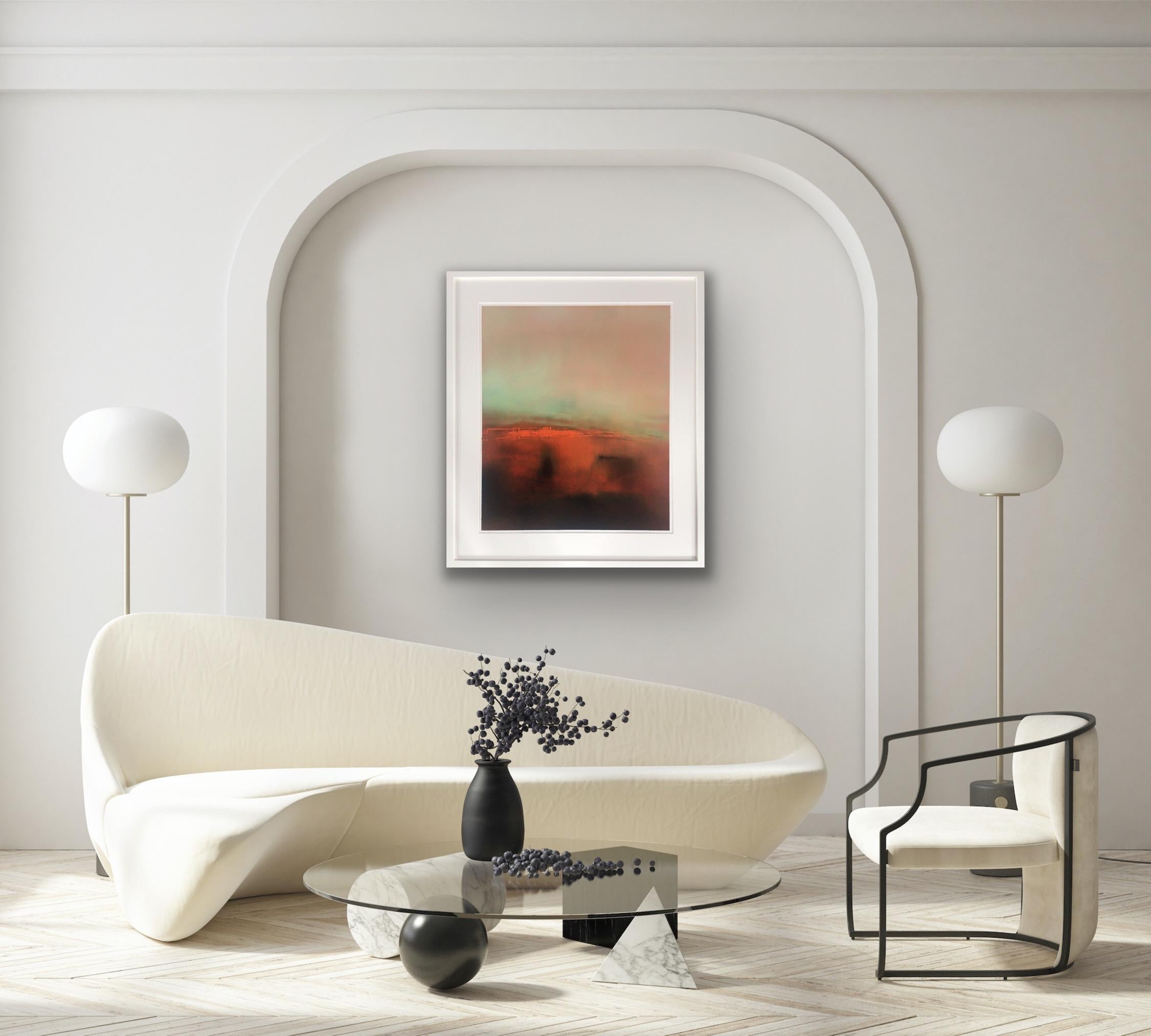 Evensong 3, Original painting, Framed Oil on paper, Landscape, Abstract, Orange For Sale 1