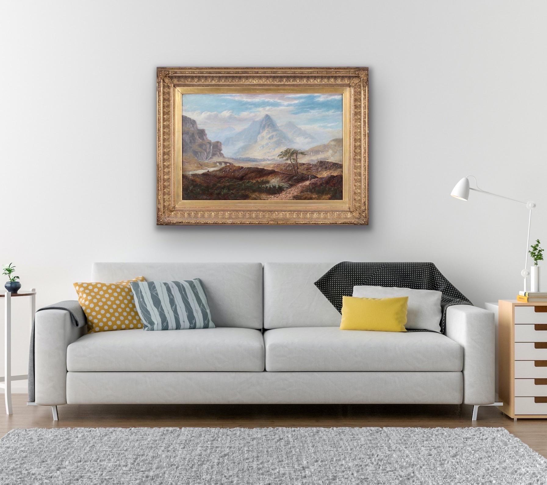 Huge 19th century Victorian oil landscape - Summer in the Highlands  For Sale 2