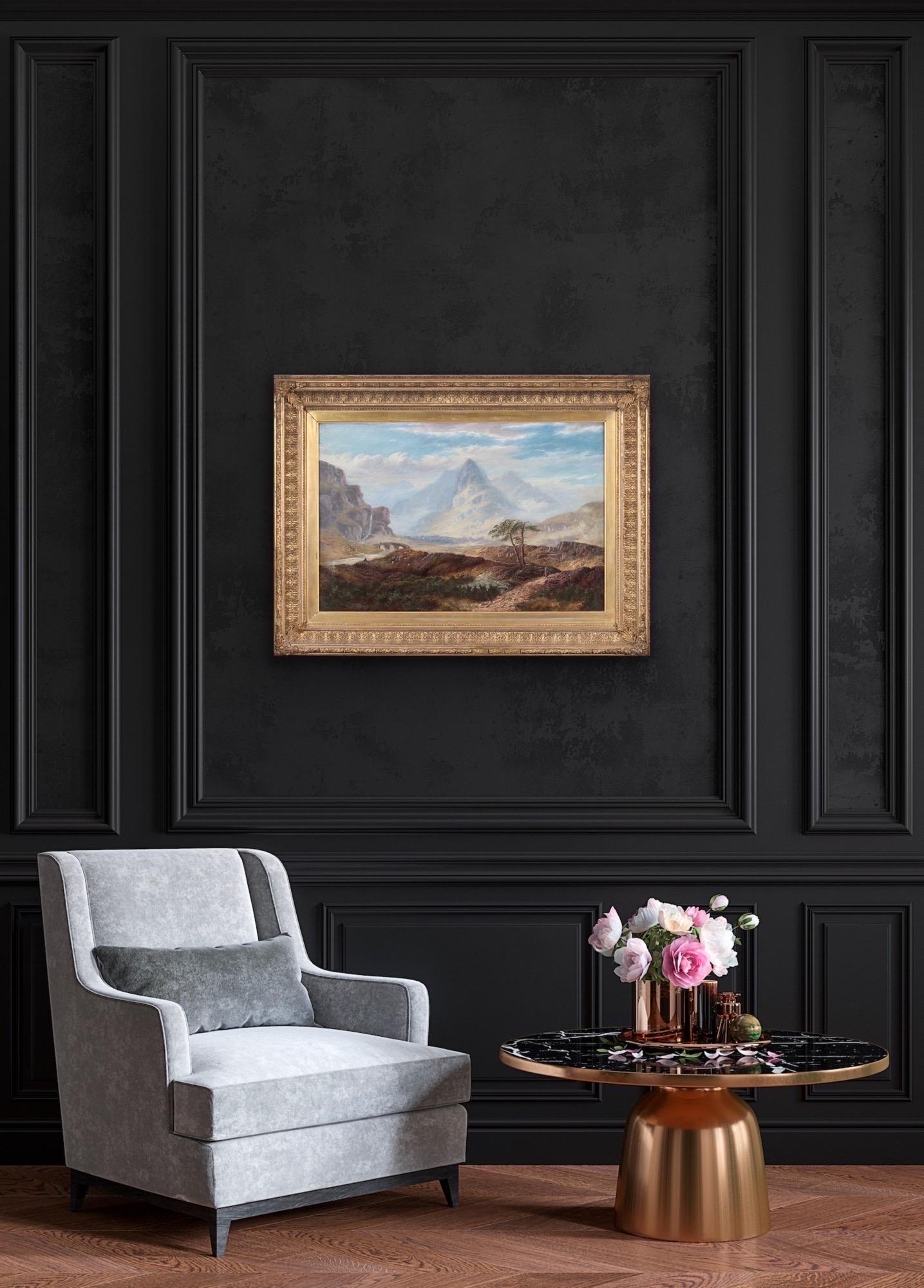 Huge 19th century Victorian oil landscape - Summer in the Highlands 5