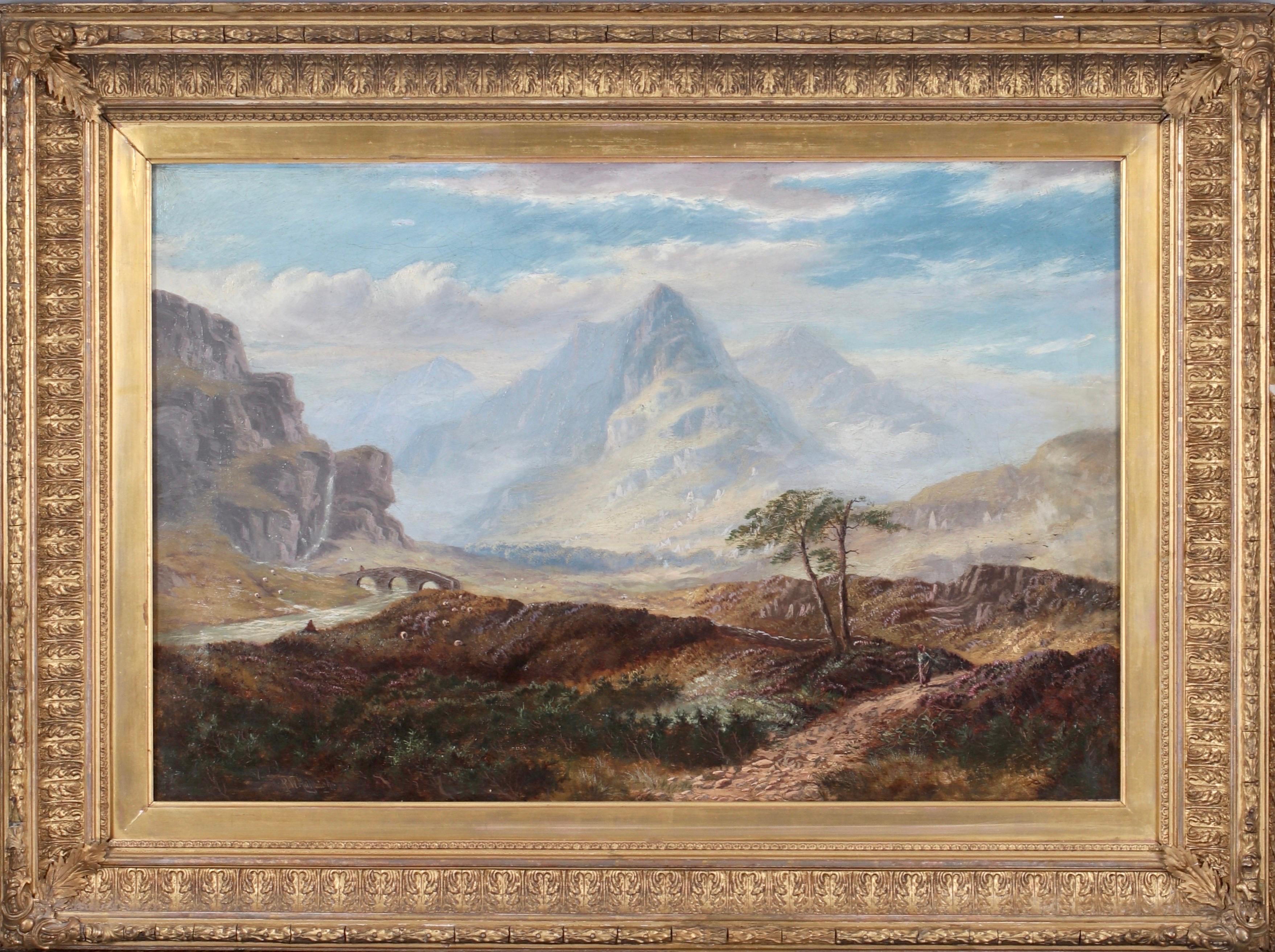 Huge 19th century Victorian oil landscape - Summer in the Highlands 