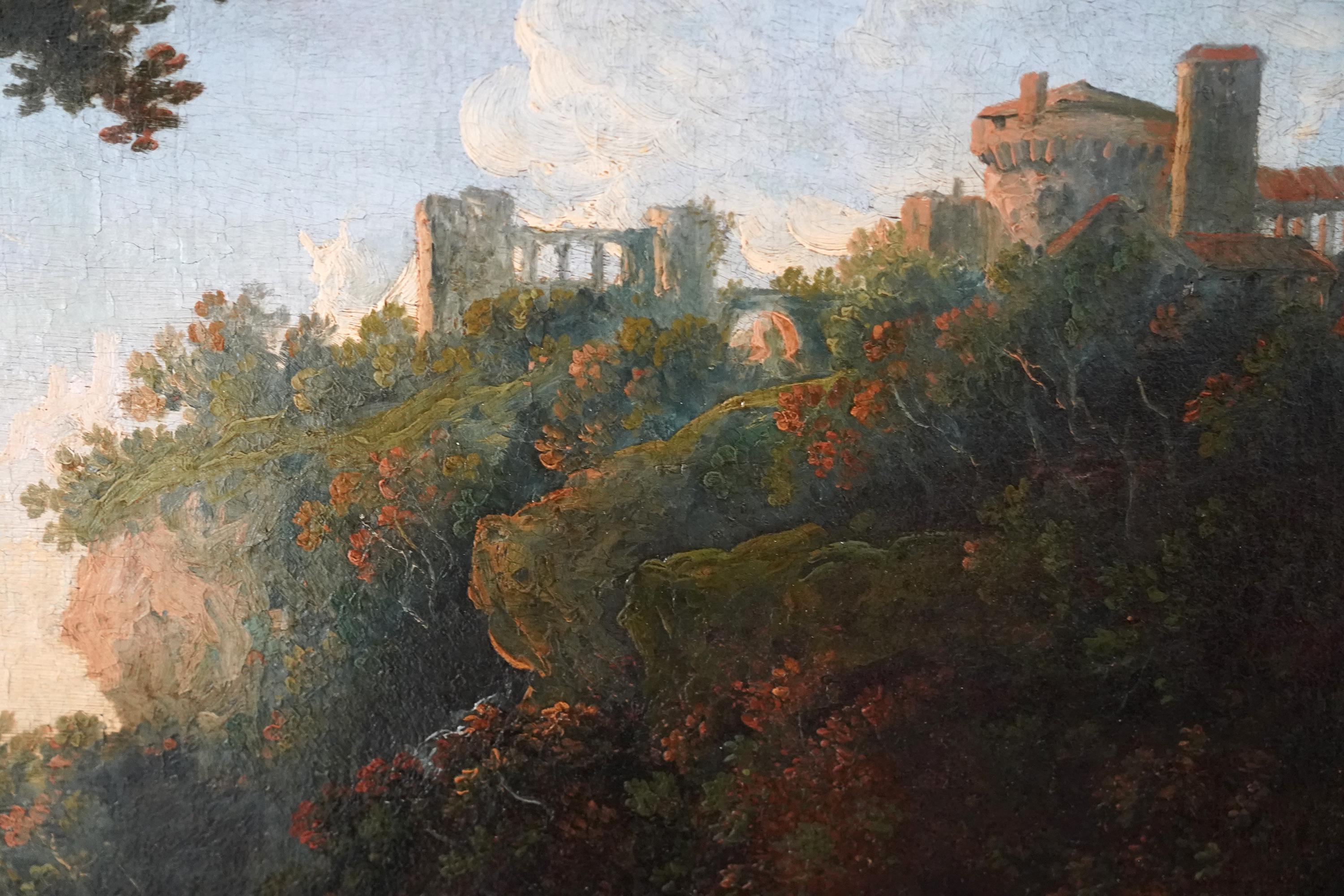 Capriccio Tivoli Landscape - peinture à l'huile de maître britannique du 18e siècle en vente 5