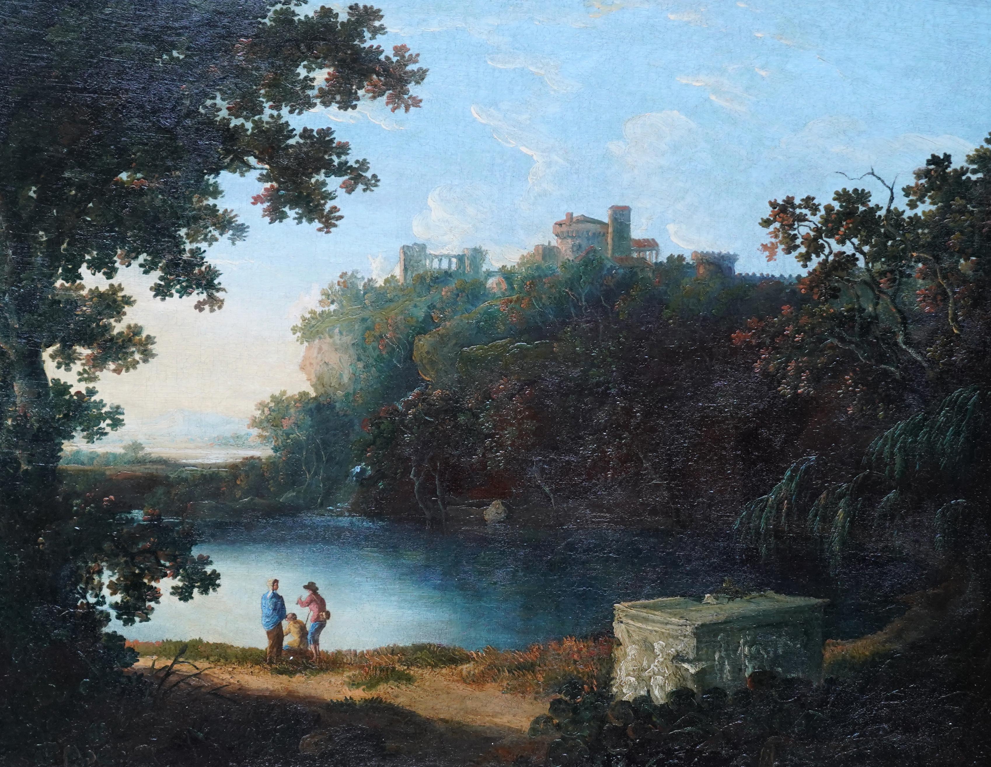 Capriccio Tivoli Landscape - peinture à l'huile de maître britannique du 18e siècle - Painting de Richard Wilson