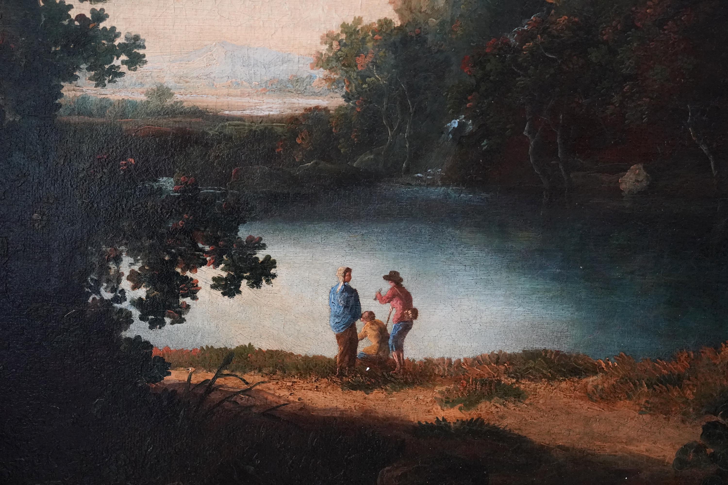 Capriccio Tivoli Landscape - peinture à l'huile de maître britannique du 18e siècle - Gris Landscape Painting par Richard Wilson