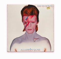 Used David Bowie "Aladdin Sane" Album Cover Oil on Board Painted by Richard Wilson